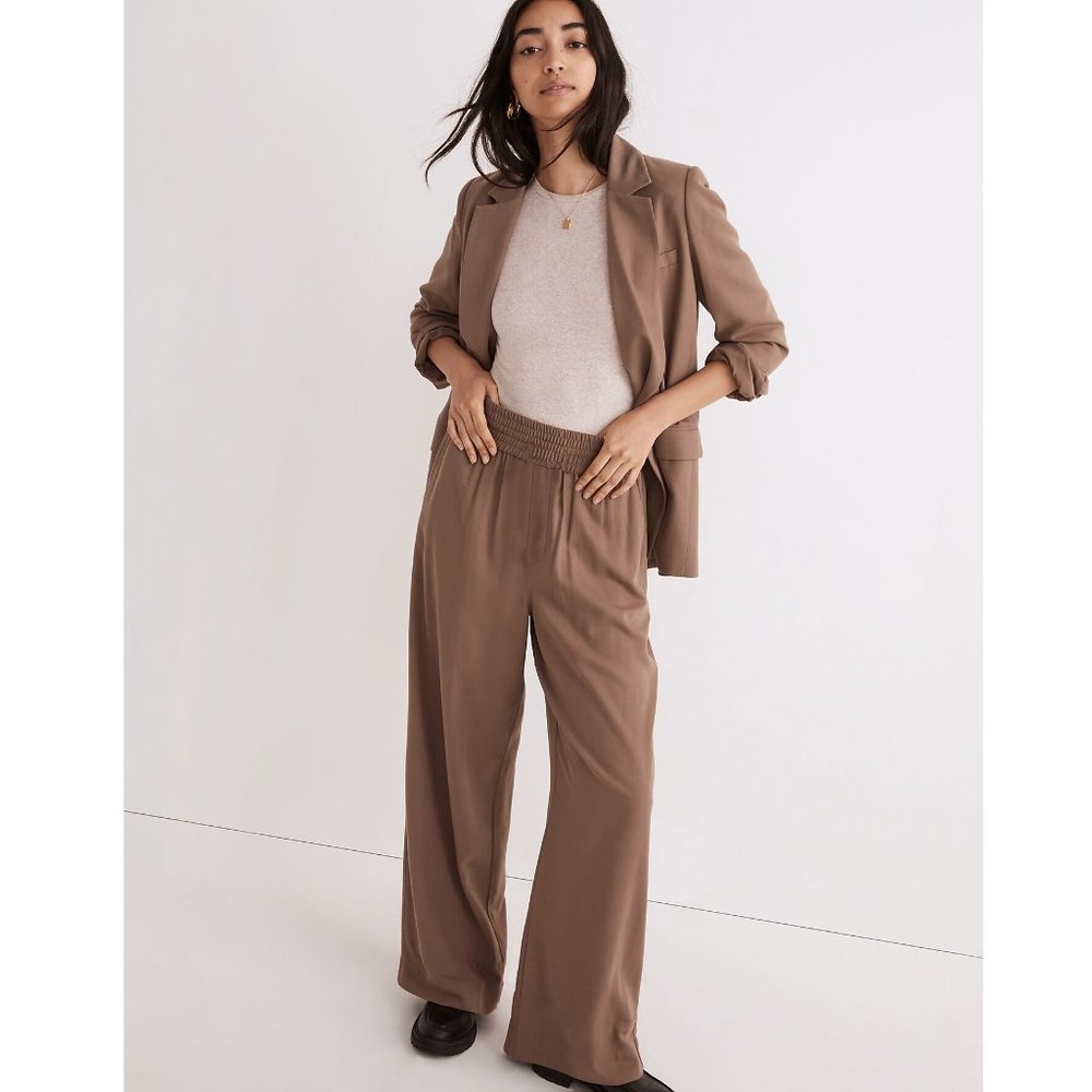 Madewell Drapeweave Carley Wide-Leg High Rise Pants Castle Rock Sz S